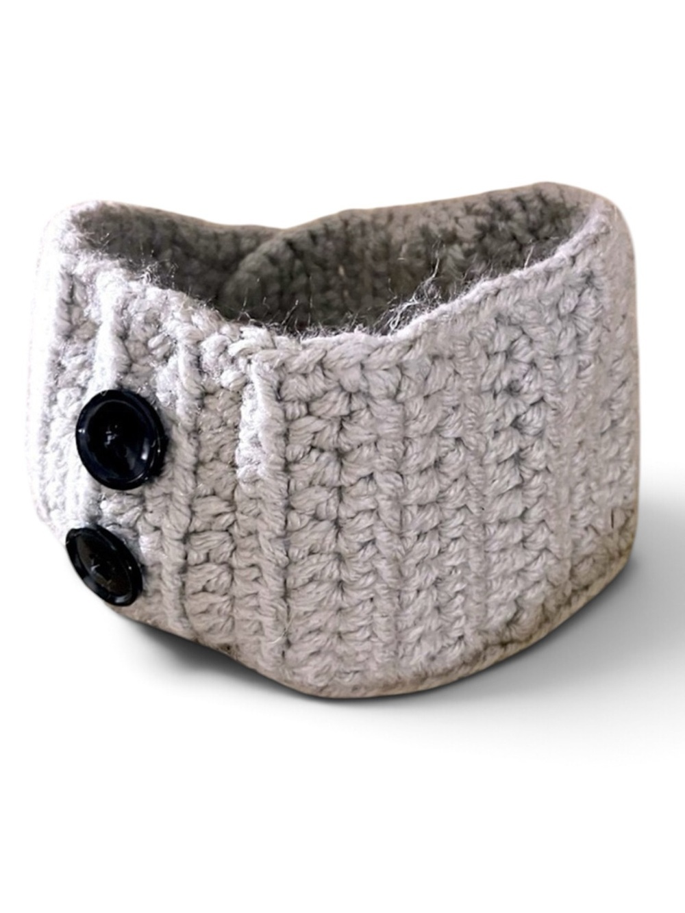 Handmade Crocheted Light Gray Winter Headband
